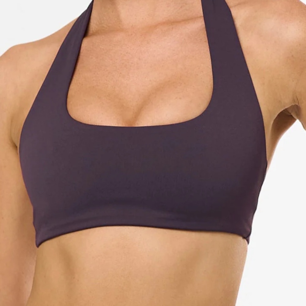 NWOT Stax Plum Airlyte Square Neck Halter Bra Top